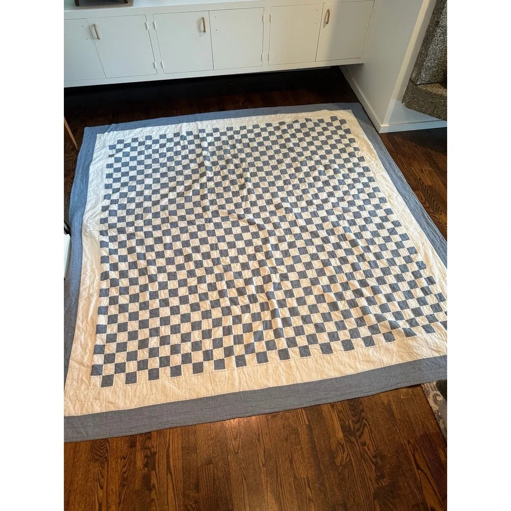Blue and white check CHAPS Quilt. F/Q